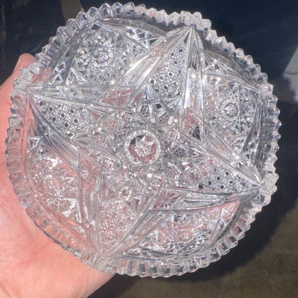 Vintage American brilliant cut Crystal 
Hobstar and Brunswick stars